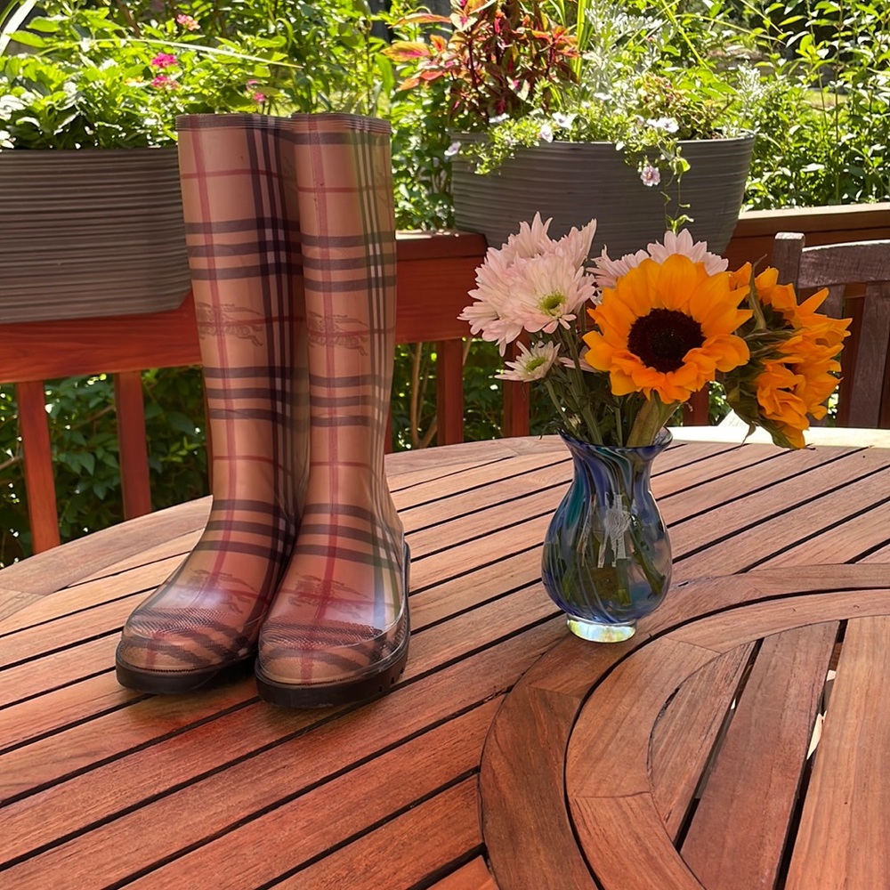 Burberry Rain Boots in Classic Haymarket Check Pattern